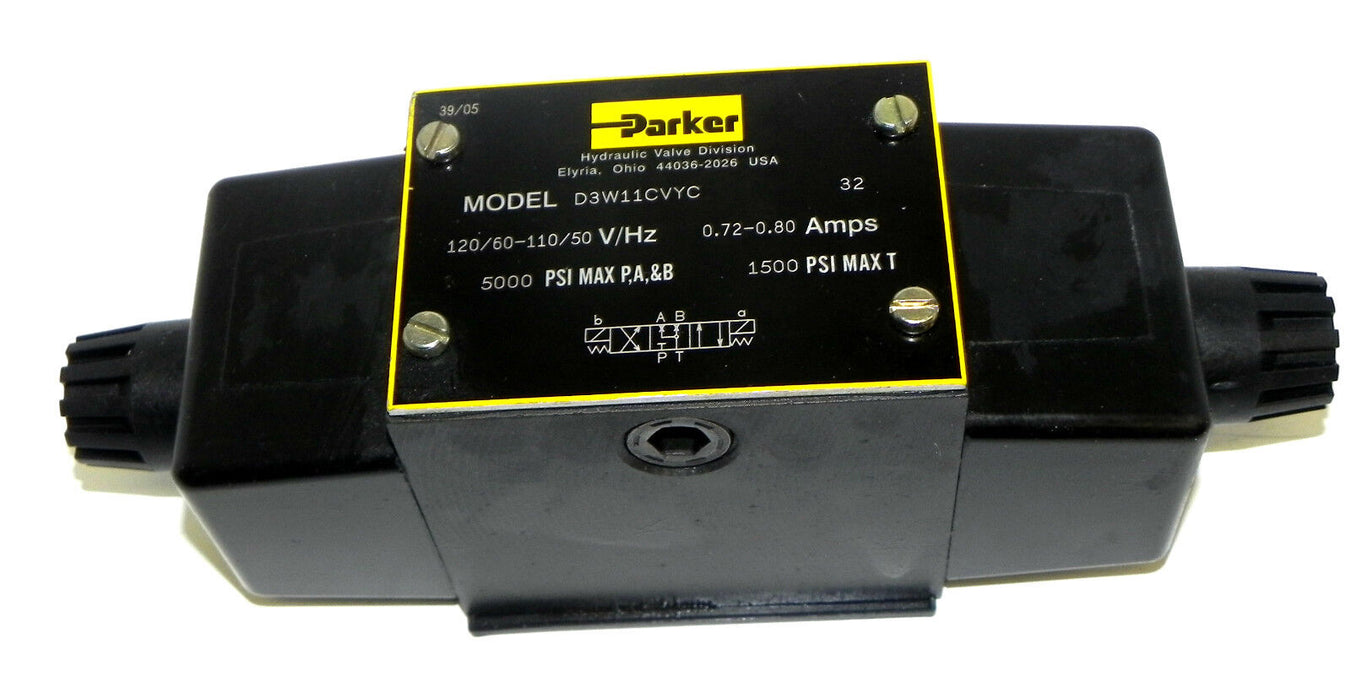 NEW PARKER D3W11CVYC SOLENOID VALVE 0.72-0.80 AMPS