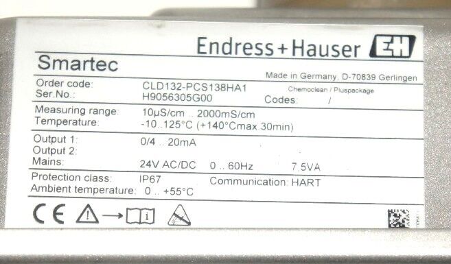 NEW ENDRESS HAUSER CLD132-PCS138HA1 SMARTECS CONDUCTIVITY SYSTEM CLD132PCS138HA1