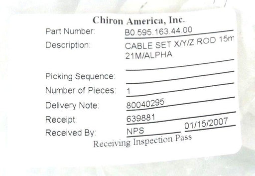 BOX OF 2 NEW CHIRON AMERICA B0.595.163.44.00 CABLE SETS X/Y/Z ROD 15M 21M/ALPHA