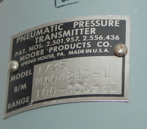 NEW MOORE PRODUCTS 173S PNEUMATIC PRESSURE TRANSMITTER B/M: M104215-1