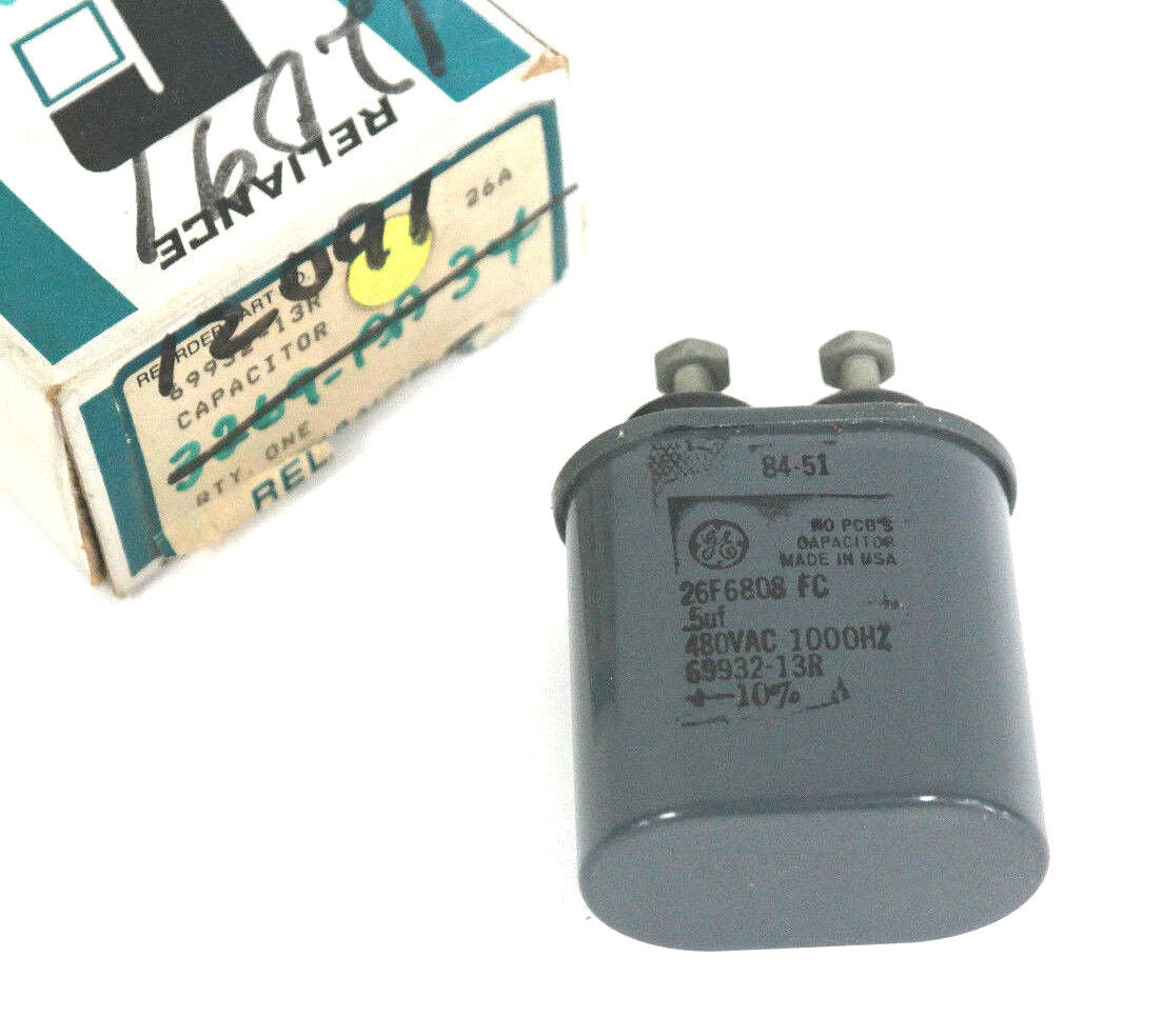 NIB RELIANCE ELECTRIC 69932-13R CAPACITOR 26F6808 FC, 26A, 0.5uF, 480VAC, 1000HZ