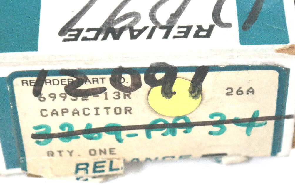 NIB RELIANCE ELECTRIC 69932-13R CAPACITOR 26F6808 FC, 26A, 0.5uF, 480VAC, 1000HZ