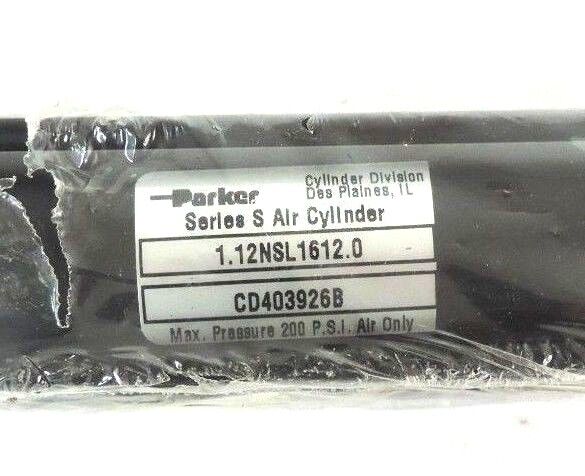 NEW PARKER 1.12NSL1612.0 SERIES S AIR CYLINDER CD403926B 200PSI MAX 112NSL16120