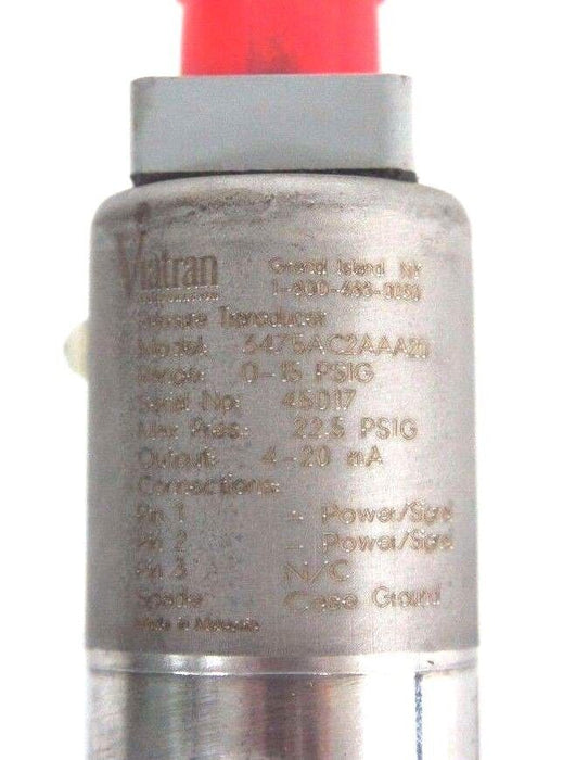 NIB VIATRAN 3475AC2AAA20 PRESSURE TRANSMITTER 0-15PSIG 22.5PSIG MAX 4-20MA