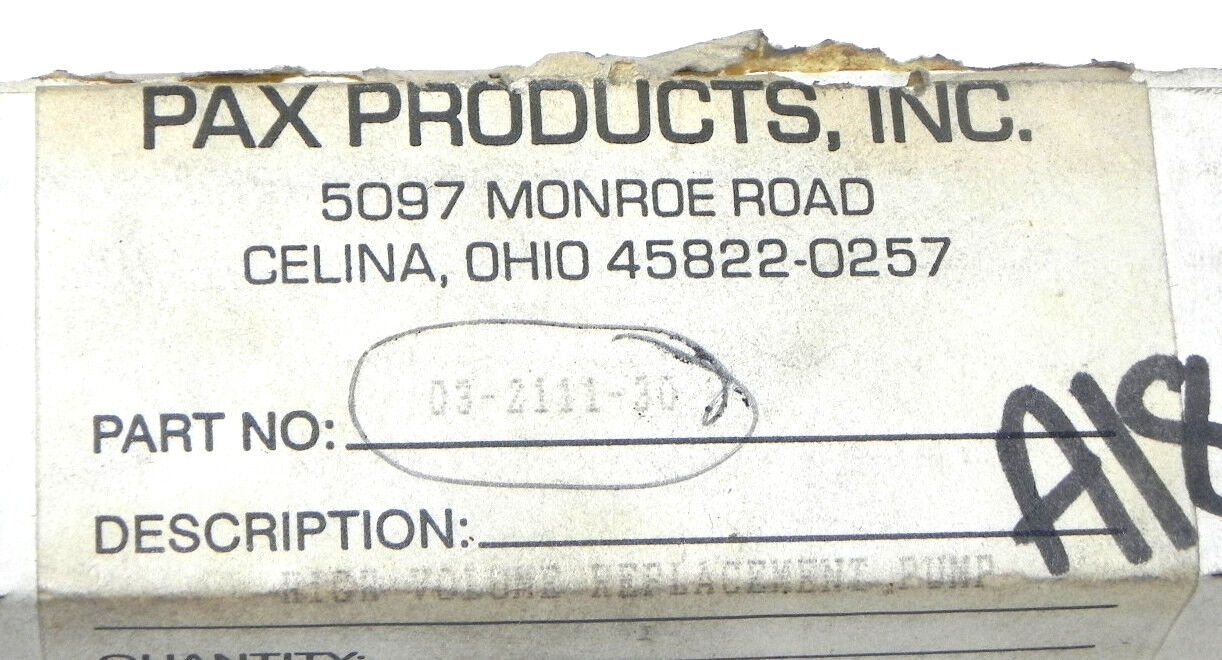 NIB PAX PRUDUCTS 03-2111-30 HIGH VOLUME REPLACEMENT PUMP 03211130