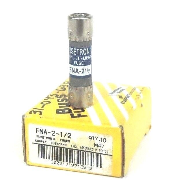 LOT OF 10 NIB BUSSMANN FNA-2-1/2 FUSES 2.5AMP FNA21/2