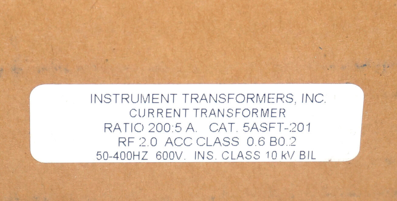 FACTORY SEALED INSTRUMENT TRANSFORMER INC 5ASFT-201 CURRENT TRANSFORMER