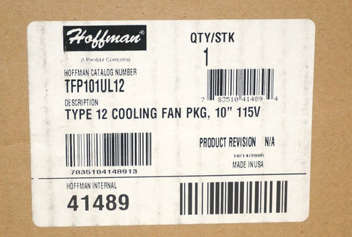 NEW SEALED HOFFMAN TFP101UL12 TYPE 12 COOLING FAN PKG, 10'' 115V
