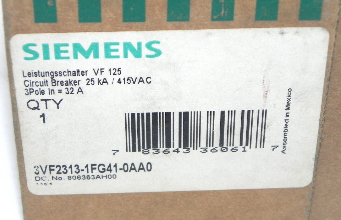 NEW SIEMENS 3VF2313-1FG41-0AA0 CIRCUIT BREAKER 3VF23131FG410AA0