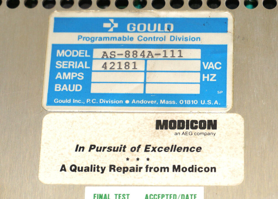 GOULD MODICON AS-884A-111 CONTROL MODULE 2K W/ MOD BUS PORT AS884A111
