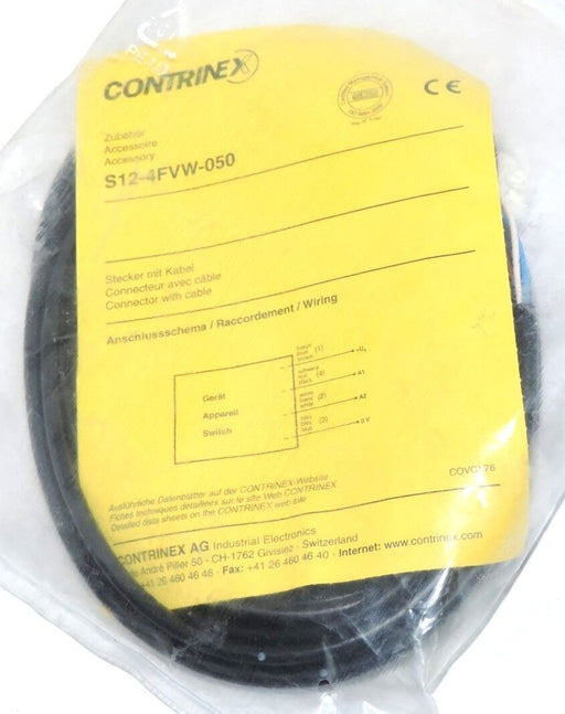 NEW CONTRINEX S12-4FVW-050 CONNECTOR WITH CABLE S124FVW050