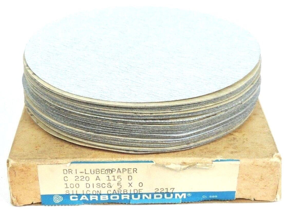NIB CARBORUNDUM 2217 DRI-LUBE PAPER DISCS 5'' C220 A115D QTY: 100
