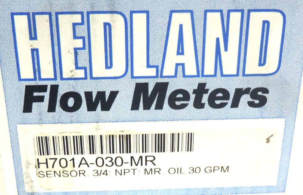 NIB HEDLAND H701A-030-MR FLOW METER 3/4" NPT OIL 30GPM, MR FLOW TRANSMITTER