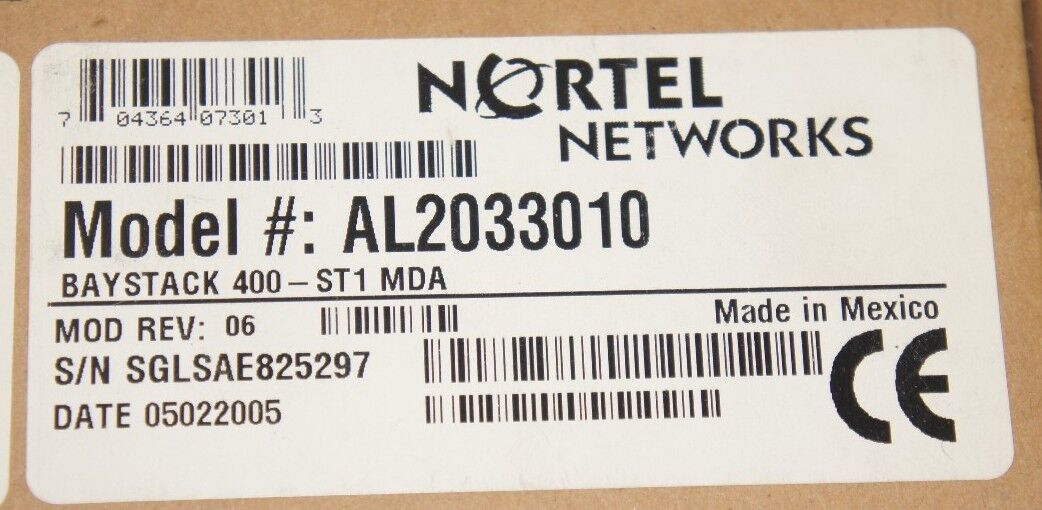 NIB NORTEL NETWORKS 303735-BR08 BAYSTACK 400-ST1 MDA, HDW 02, MOD REV 06