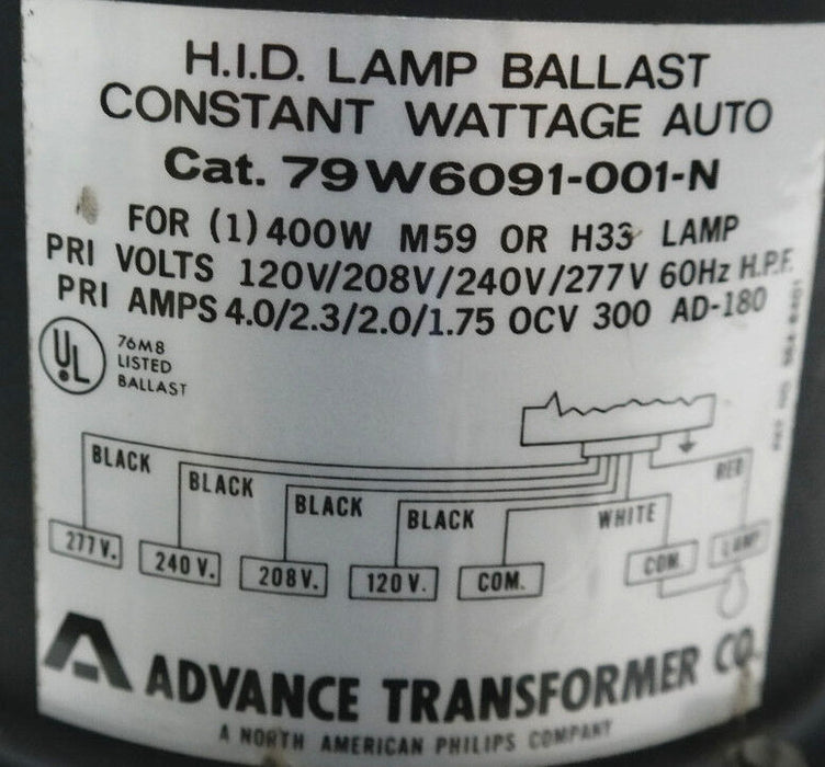 NEW PHILLIPS ADVANCE 79W6091-001-N OUTDOOR WEATHERPROOF HID LAMP BALLAST 400W