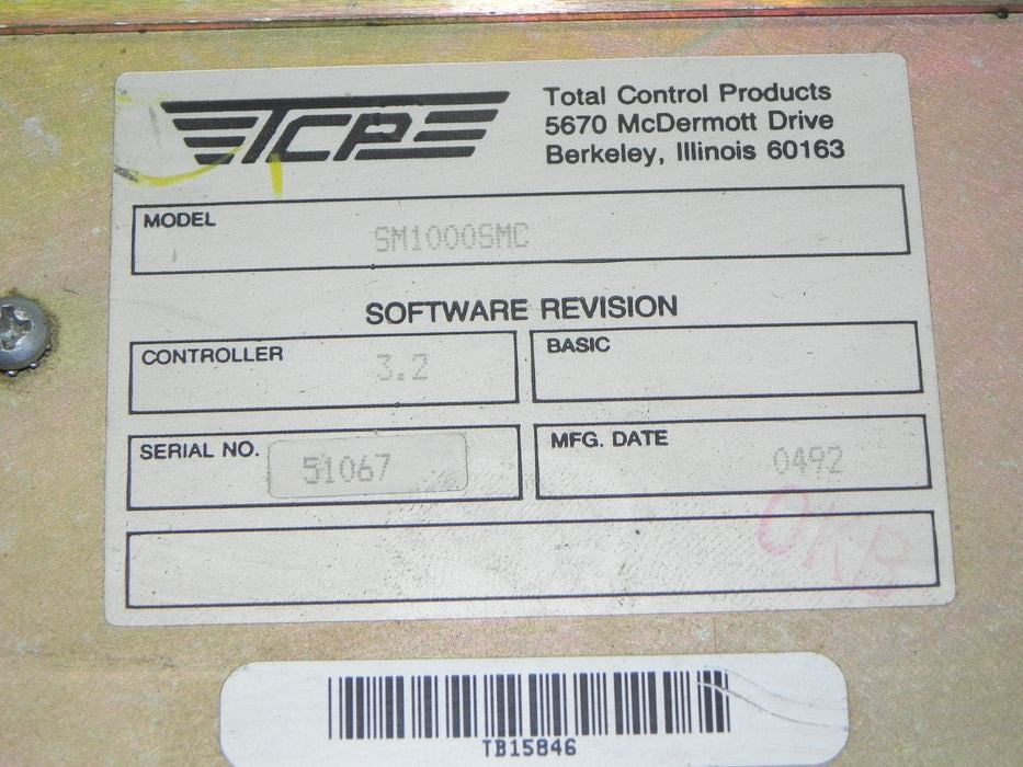 REPAIRED TOTAL CONTROL PRODUCTS SM1000SMC QUICKMARQUEE, CONTROLLER: 3.2