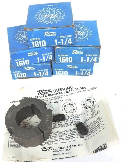 LOT OF 5 NIB MARTIN 1610-1-1/4 BUSHINGS 1610114 1-1/4IN-BORE 1/4X1/8IN-KW