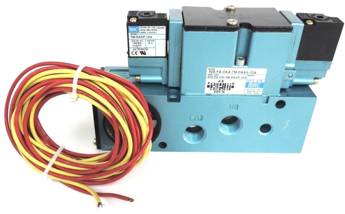 MAC 82A-FA-CKA-TM-DAA5-1DA VALVE W/ TM-DAAP-1DA SOLENOIDS 6.4 WATTS *NO HARDWARE