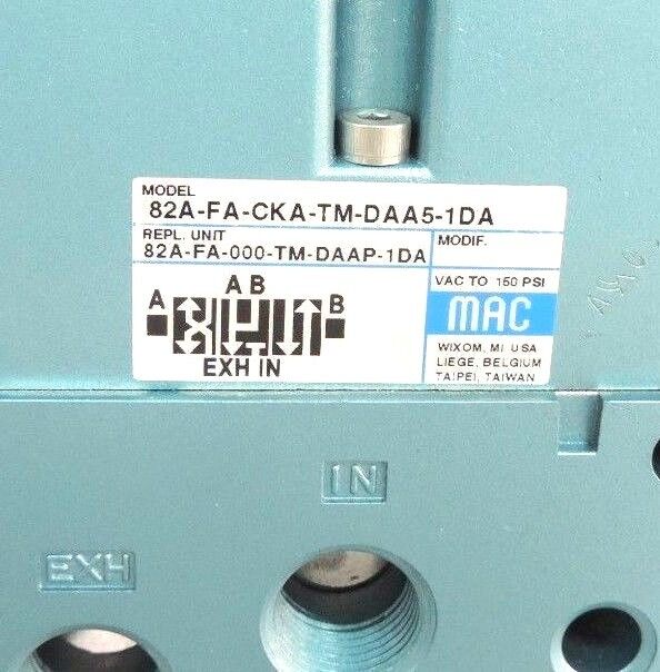 MAC 82A-FA-CKA-TM-DAA5-1DA VALVE W/ TM-DAAP-1DA SOLENOIDS 6.4 WATTS *NO HARDWARE