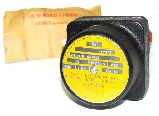 NEW ATKOMATIC VALVE CO. 15400-X PRESSURE VALVE 15400X SIZE: 1/4'' COIL NO. H1115