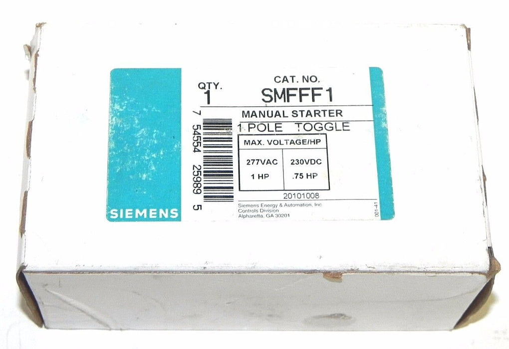 NEW SIEMENS SMFFF1 MANUAL STARTER 1 POLE TOGGLE