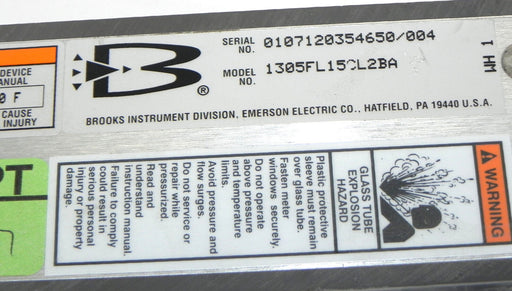 NEW BROOKS INSTRUMENT 1305FL15CL2BA FLOW METER 150PSIG AT 250 DEG. F