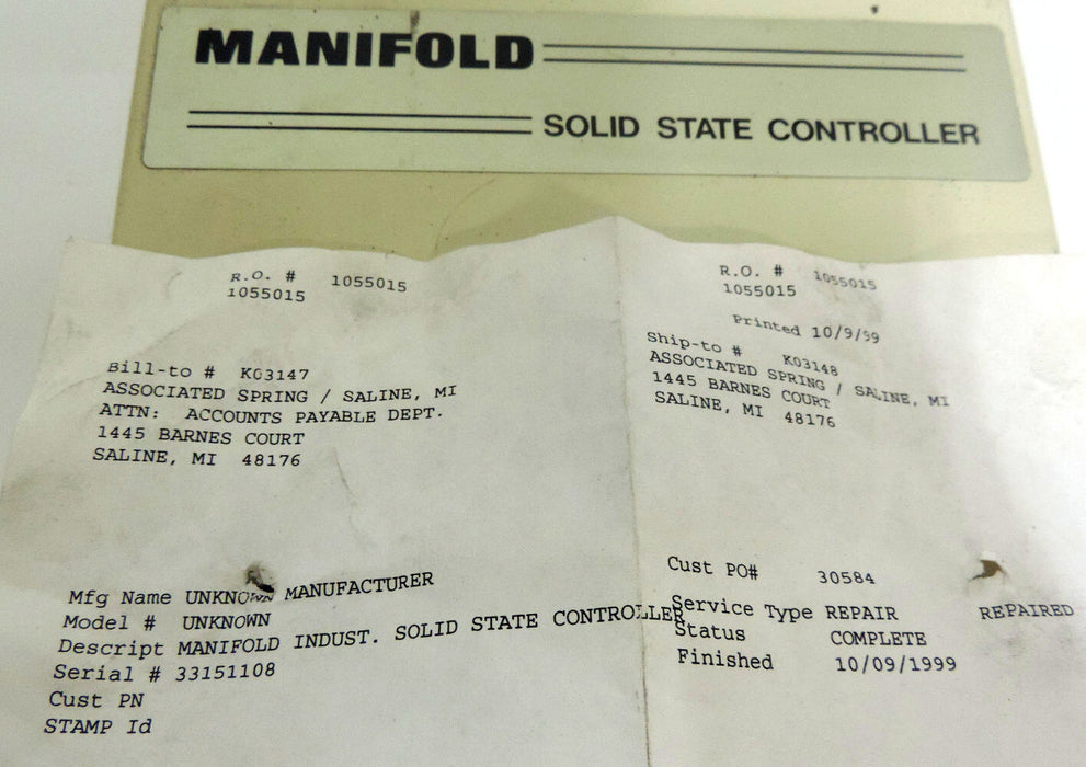 MANIFOLD INDUSTRIES VARIABLE SPEED CONTROLLER MSE402 BOARD INSIDE *REPAIRED*
