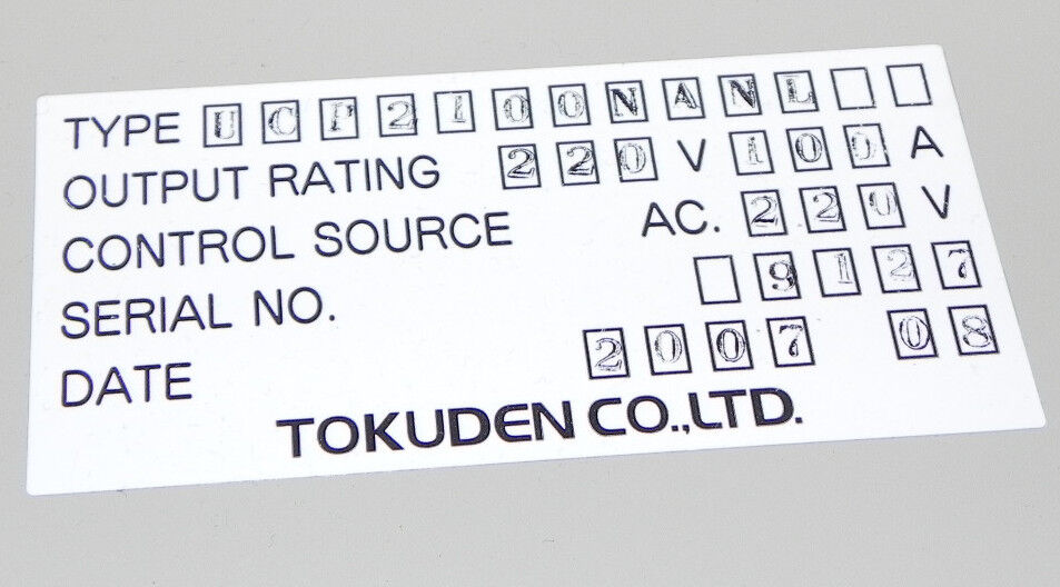 NEW TOKUDEN UCP2060NANL TRANSFORMER, OUTPUT 220V, 100A, 2007 08