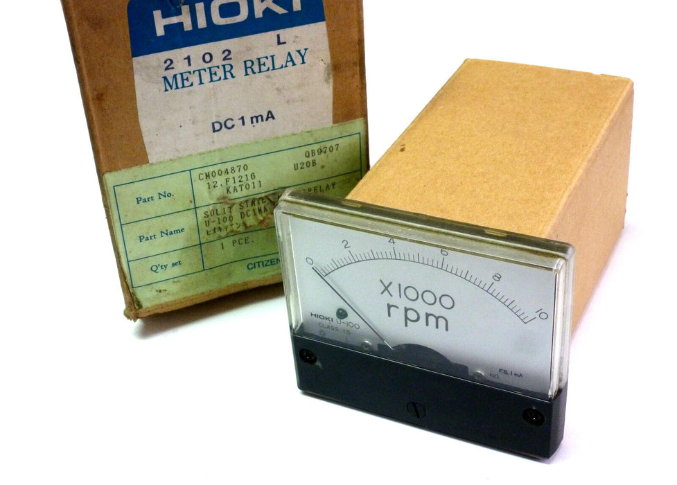 NIB HIOKI U-100 DC1MA 0-10000 RPM METER RELAY CM004870 12.F1216 U20B KAT011 U100
