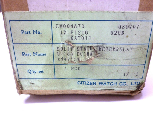 NIB HIOKI U-100 DC1MA 0-10000 RPM METER RELAY CM004870 12.F1216 U20B KAT011 U100