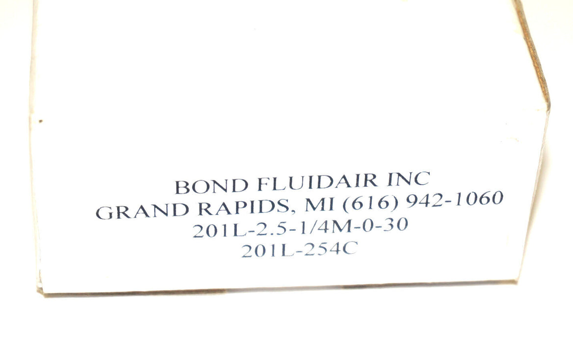 NIB BOND FLUIDAIR 201L-2.5-1/4M-0-30 PRESSURE GAUGE 2 1/2'' LIQUID FILLED