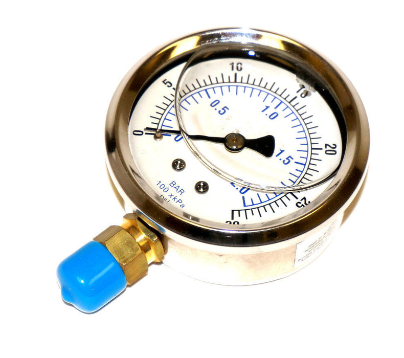 NIB BOND FLUIDAIR 201L-2.5-1/4M-0-30 PRESSURE GAUGE 2 1/2'' LIQUID FILLED