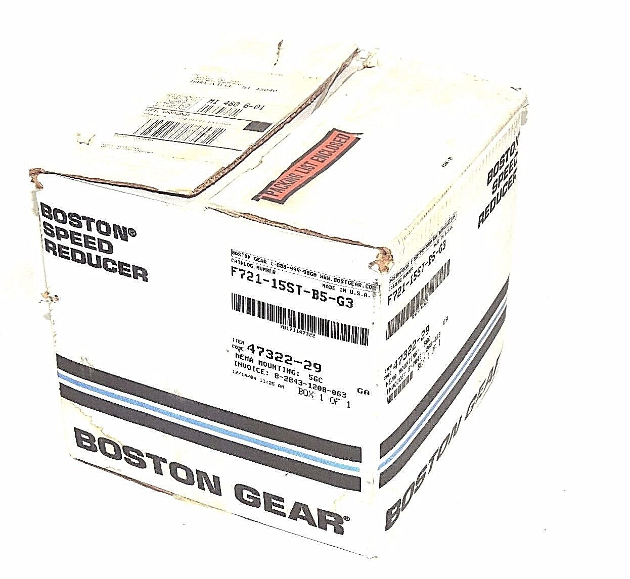 NIB BOSTON GEAR F721-15ST-B5-G3 SPEED REDUCER