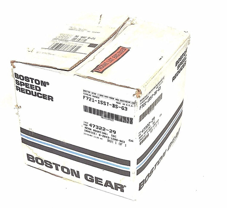NIB BOSTON GEAR F721-15ST-B5-G3 SPEED REDUCER