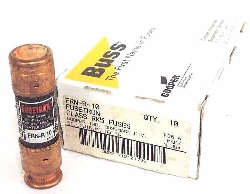 NIB COOPER BUSSMANN FRN-R-10 CLASS RK5 FUSES FRNR10 (BOX OF 10)