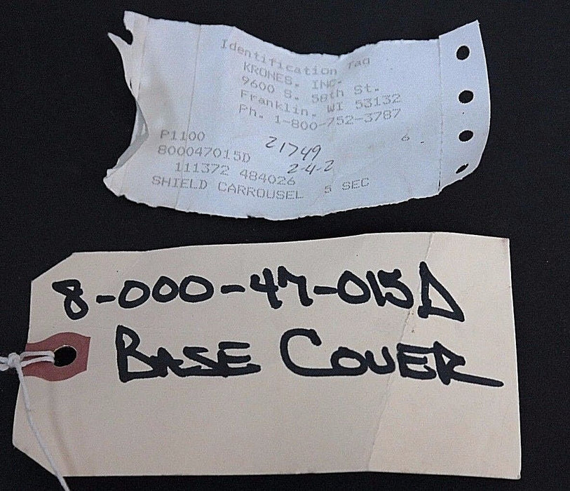 LOT OF 5 KRONES 8-000-47-015D SHIELD CARROUSEL 5 SEC BASE COVERS 800047015D