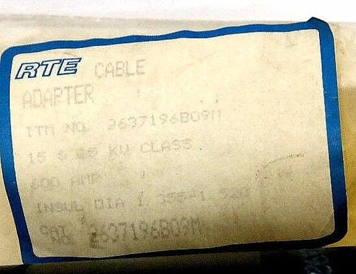 NEW RTE 2637196B09M CABLE ADAPTER INSULATOR 15 & 25 KV CLASS, 600 AMP