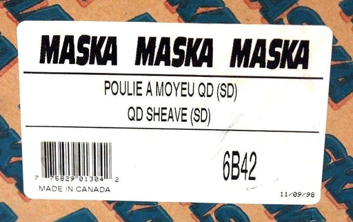 NIB MASKA 6B42 QD SHEAVE 6 GROVE, 3.8" PITCH DIAMETER