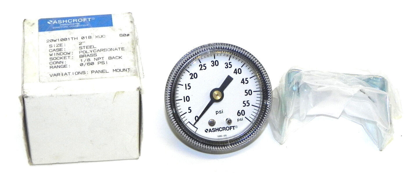 NIB ASHCROFT 20W1001TH-01B-XUC PRESSURE GAUGE RANGE 0-60PSI 20W1001TH01BXUC