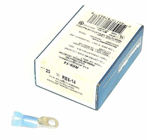 NEW BOX OF 20 T&B RE6-14 STA-KON NYLON INSULATED PRESSURE TERMINAL CONNECTORS