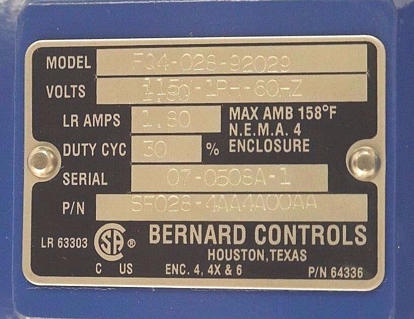 NIB BERNARD CONTROLS F04-028-92029 ACTUATOR FQ-SERIES SF028-4AA4A00AA