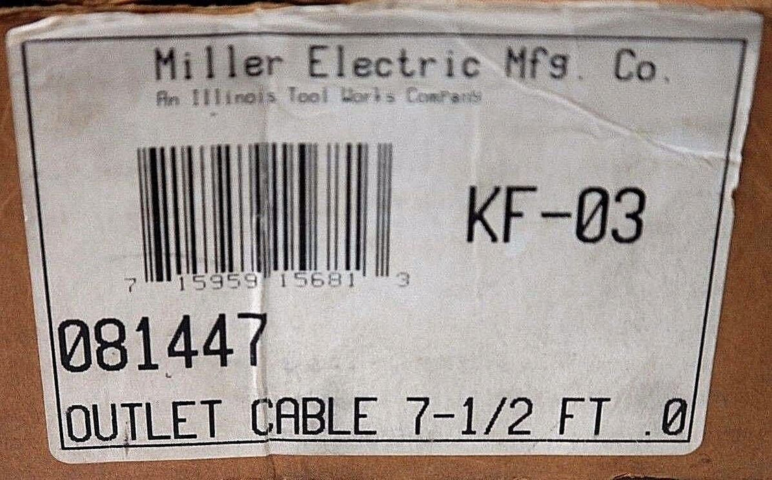 NIB MILLER ELECTRIC 081447 OUTLET CABLE KF-03, 7-1/2 FT