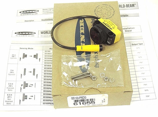 NIB BANNER QS18VP6DQ WORLD-BEAM QS18 SERIES SENSOR 61655, 10-30VDC