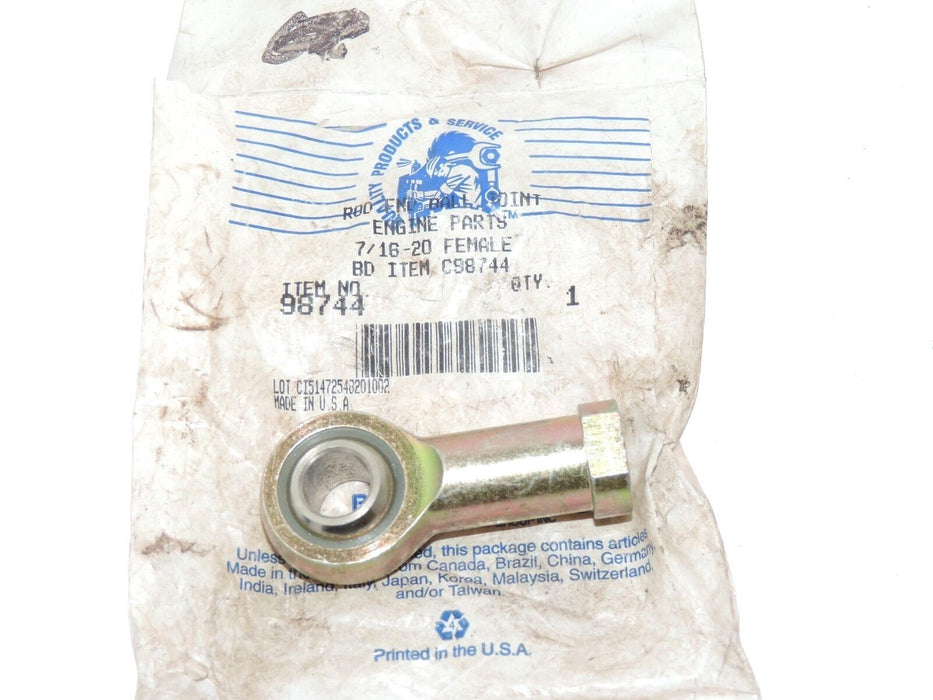 NEW BARNES DISTRIBUTION 98744 ROD END BALL JOINT 7/16-20 FEMALE BD ITEM C98744
