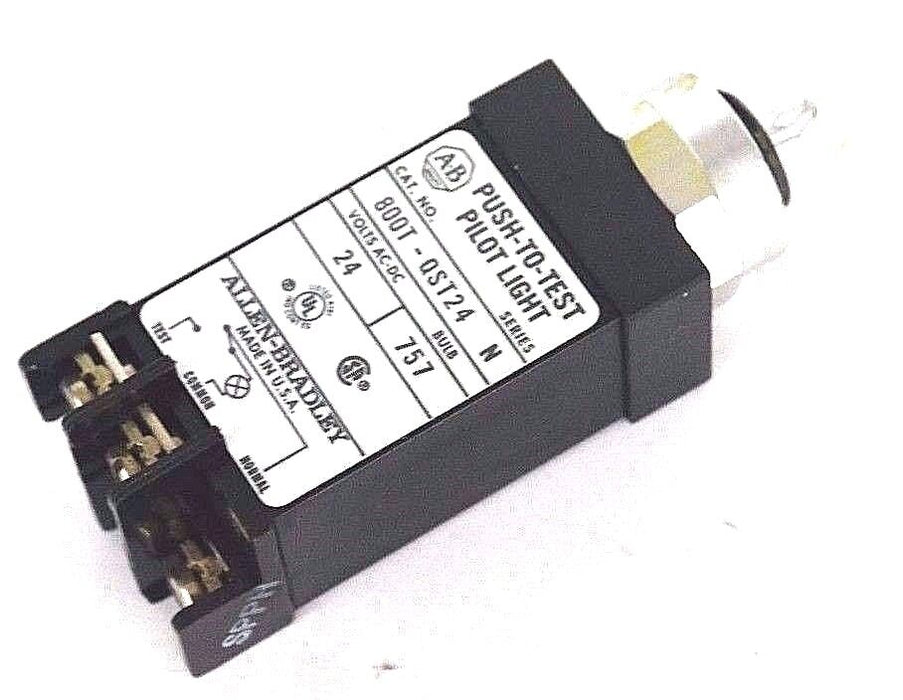 NIB ALLEN BRADLEY 800T-QST24 SER. N PUSH-TO-TEST PILOT LIGHT W/O CAP 800TQST24