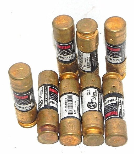 LOT OF 8 NEW BUSSMANN FUSETRON FRN-R-1-8/10 DUAL-EMELMENT FUSES 250V 1.8AMP