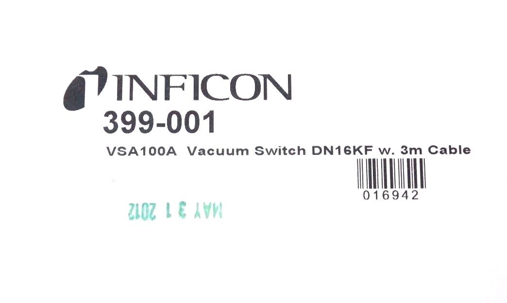 NIB INFICON 399-001 VAS100A VACUUM SWITCH DN16KF W. 3M CABLE 399001