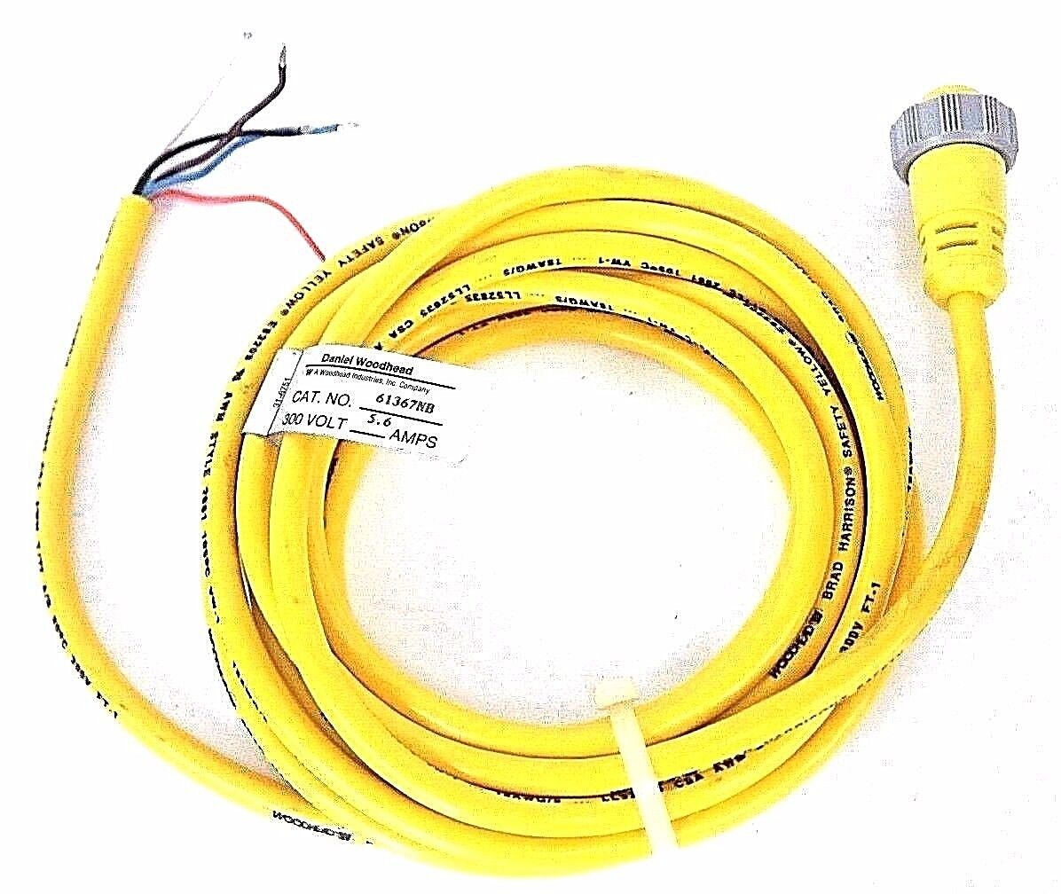 NEW DANIEL WOODHEAD 61367NB CORDSET 300 VOLT, 5.6AMPS, 18AWG/5, E83208