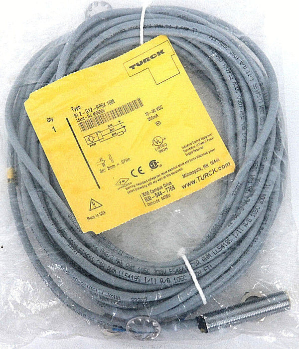 NIB TURCK, BI 2-G12-RP6X 10M, PROXIMITY SWITCH IDENT-NO. 4606588, BI2G12RP6X10M