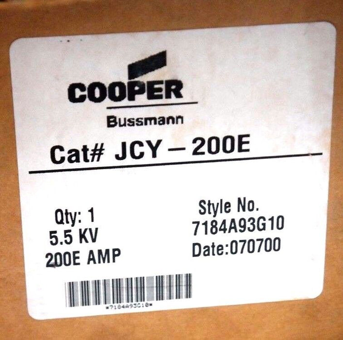 NIB COOPER BUSSMANN JCY-200E BUSS HIGH VOLTAGE FUSE SYLE NO. 7184A93G10